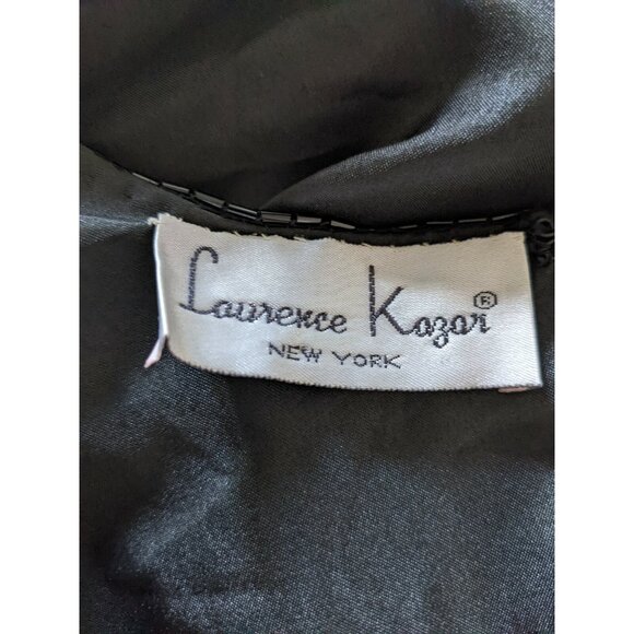 Laurence Kazar Designer Women Silk Blouse Top Black Sequins Beads Vintage Size S - Picture 6 of 8